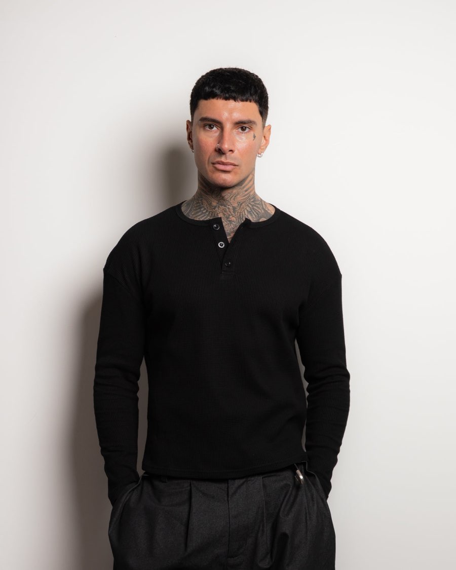 Waffle Henley — Noir